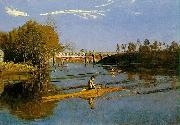 Thomas Eakins Max Schmitt in a single scull oil painting